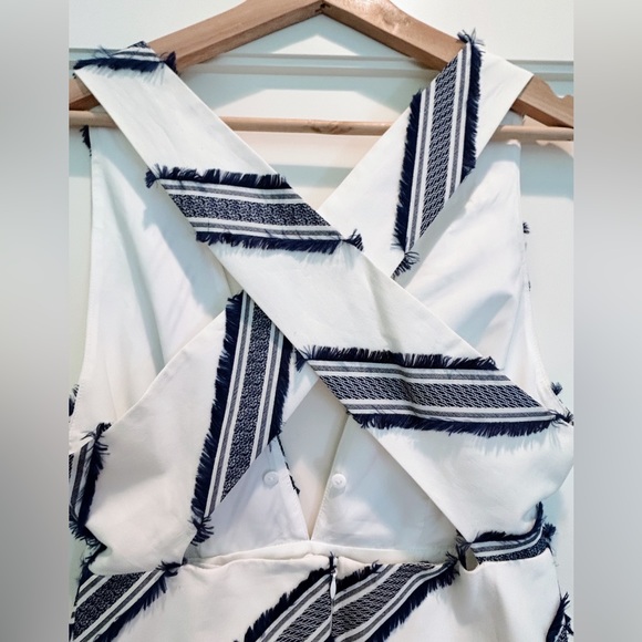NWT Milly Navy and White Cross Back Striped Mini Dress, Size 6 - Picture 4 of 9
